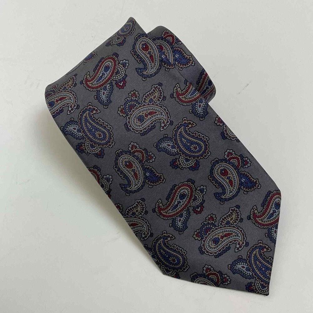 Oscar de la Renta Couture‎ Paisley Gray Red Vintage Designer